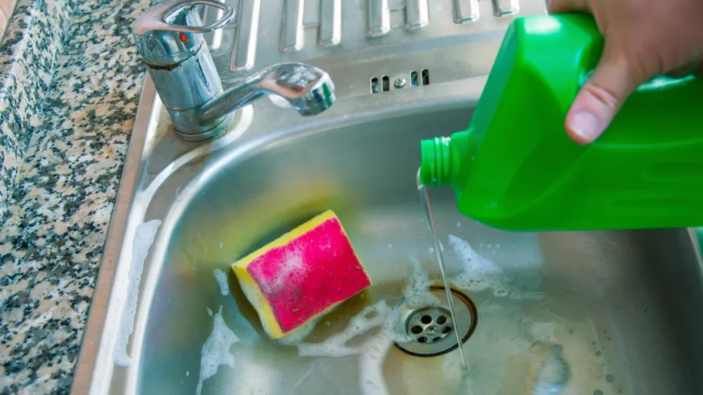 Avoid pouring bleach down the drains.